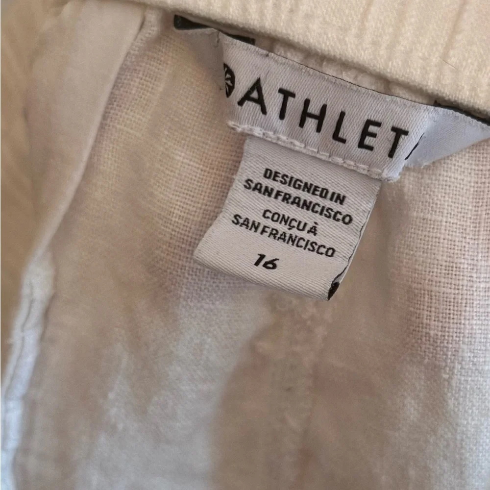 Athleta White Retreat Linen Ankle Jogger Pants Women’s Size 16 Beach 531704 - Picture 8 of 10